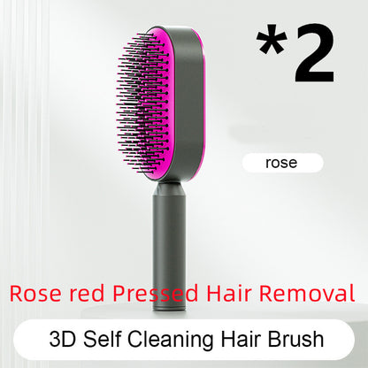 Self Cleaning Hair Brush For Women One-key